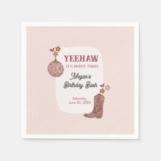 Pink Disco Cowgirl Birthday Napkins