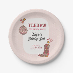 Pink Disco Cowgirl Birthday Paper Plates