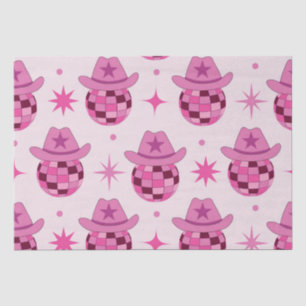 Pink Disco Cowgirl Hat Pattern with Stars Tissue Paper
