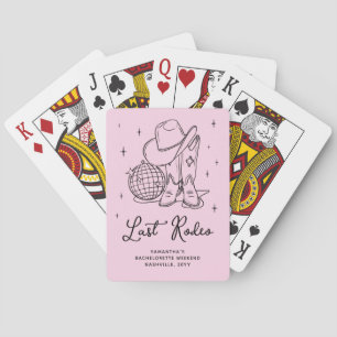 Pink Disco Cowgirl Last Rodeo Bachelorette Party Playing Cards