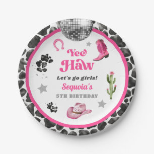 Pink Disco Cowgirl Party Paper Plate