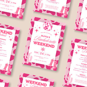 Pink Disco Cowgirl Weekend Itinerary Invitation