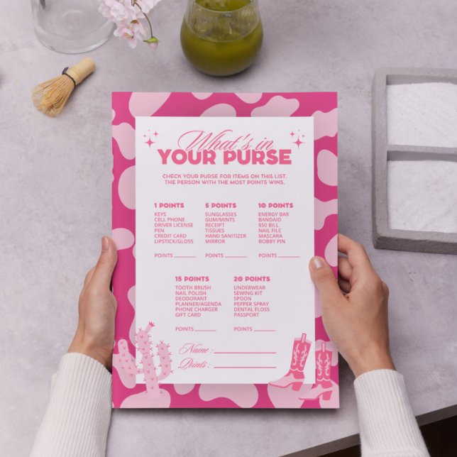 Pink Disco Cowgirl What's In Your Purse Game Cards (Creator Uploaded)