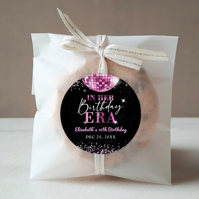 Pink Disco In My Birthday Era Birthday Classic Round Sticker (Creator Uploaded)