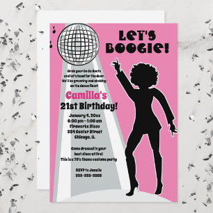 Pink Disco Party Women's Birthday Boogie Invitation