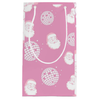Pink Disco Santa Claus  Small Gift Bag