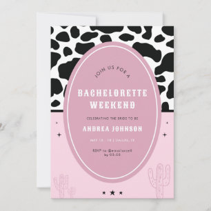Pink Disco Space Cowgirl Bachelorette Party Cactus Invitation