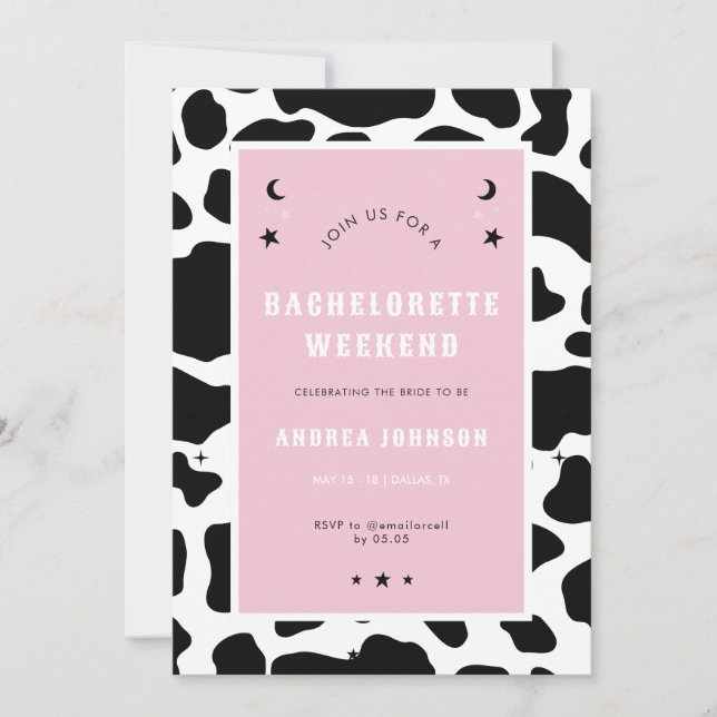Pink Disco Space Cowgirl Bachelorette Party Simple Invitation (Front)