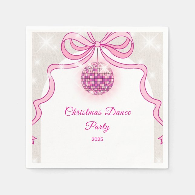 Pink Disco Sparkle Girls’ Christmas Party  Napkin (Front)