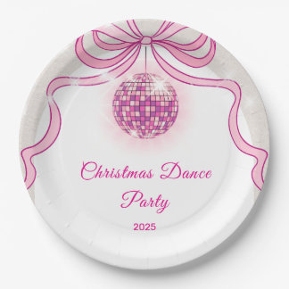 Pink Disco Sparkle Girls’ Christmas Party  Paper Plate