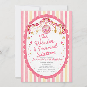 Pink Disco The Winter I Turned Sixteen Birthday  Invitation