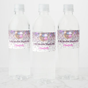 Pink Disco Trendy In My Double Digits Era Birthday Water Bottle Label