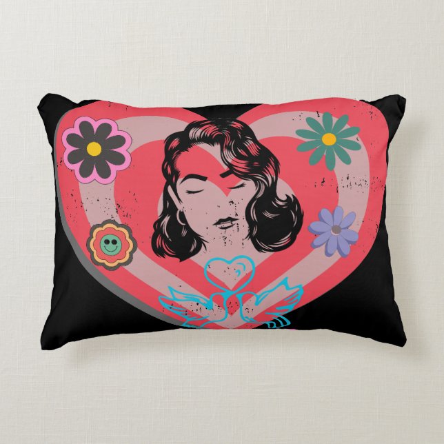Pink Distress Retro Stay At Home Mum's Affection  Decorative Cushion (Front)