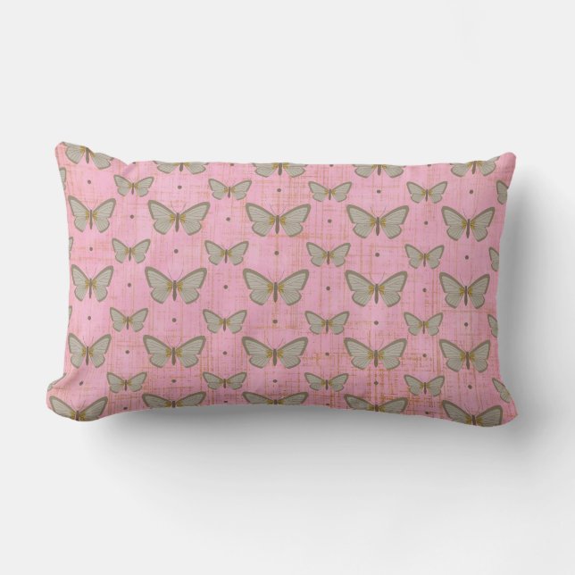 Pink Distressed Butterfly Pillow (Front)