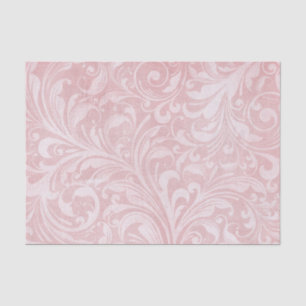 Pink Distressed Damask Flourished Design Tissue Paper