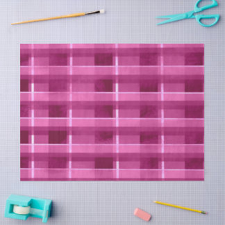 Pink Distressed Plaid Funky Pattern Decoupage Tissue Paper