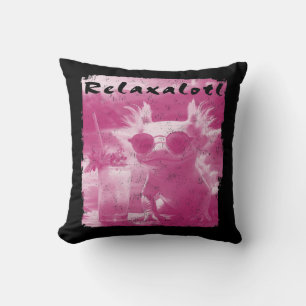 Pink Distressed Relaxalotl Axolotl Cushion
