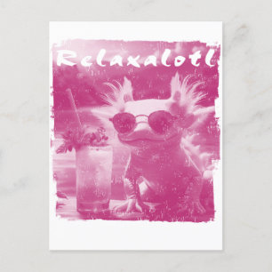 Pink Distressed Relaxalotl Axolotl Holiday Postcard