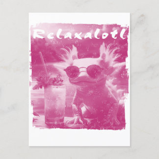 Pink Distressed Relaxalotl Axolotl Holiday Postcard