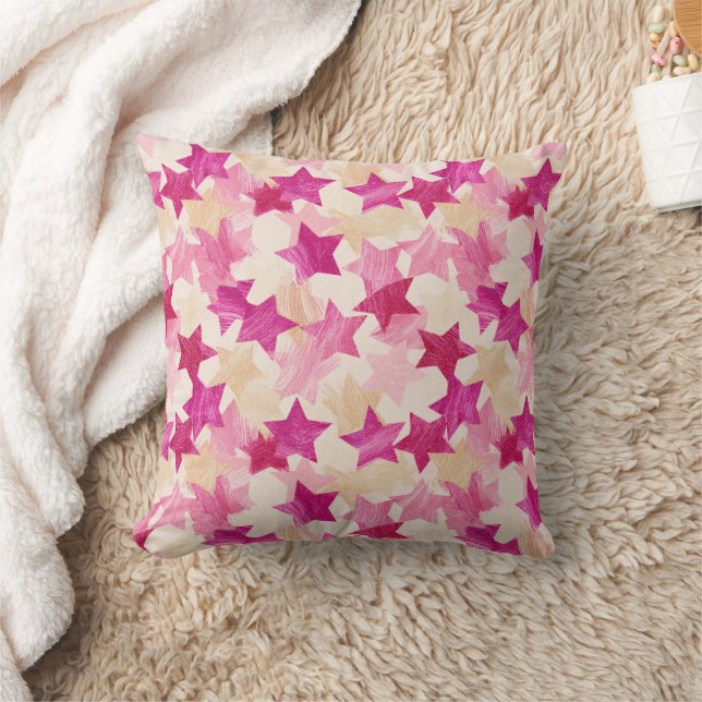 Pink Distressed Star Seamless Pattern Cushion (Blanket)