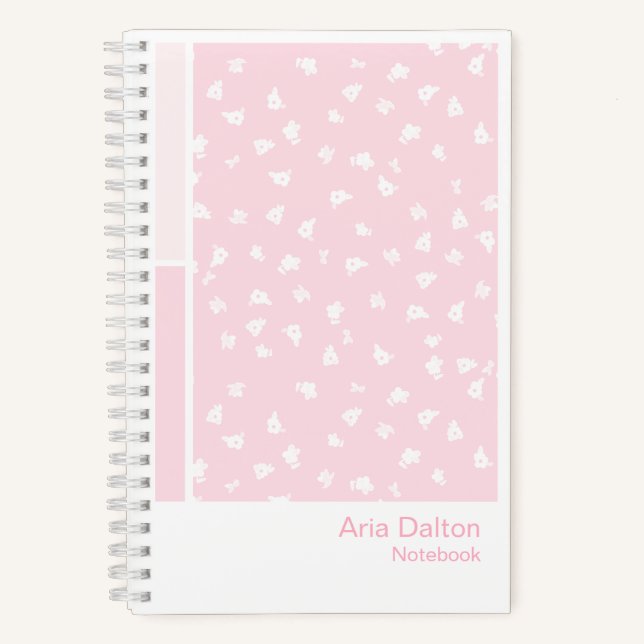 Pink Ditsy Floral Vertical Palette Notebook (Front)