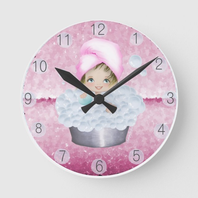 Pink Diva Bubble Bath Clock (Front)