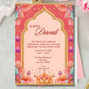 Pink Diwali Traditional Art Diwali Celebration Invitation