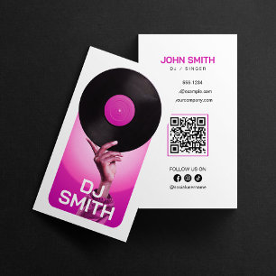Pink DJ Signer Disc Jockey Music Producer Vinyl Business Card