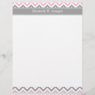 Pink Dk Grey White LG Chevron Grey Name Monogram