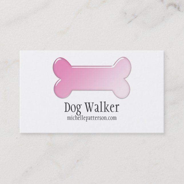 Pink Dog Bone Business Card Design 2 (Front)