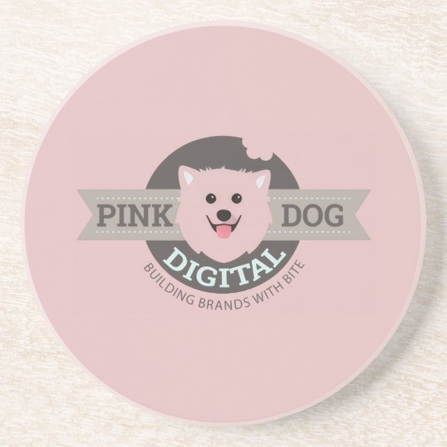 Pink Dog Digital Sandstone Coaster (Front)