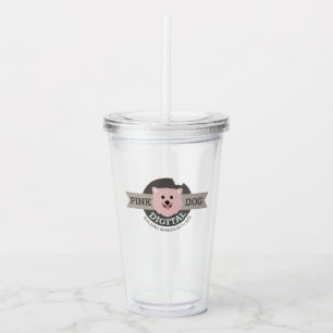 Pink Dog Digital Travel Mug Stainless Steel Acrylic Tumbler