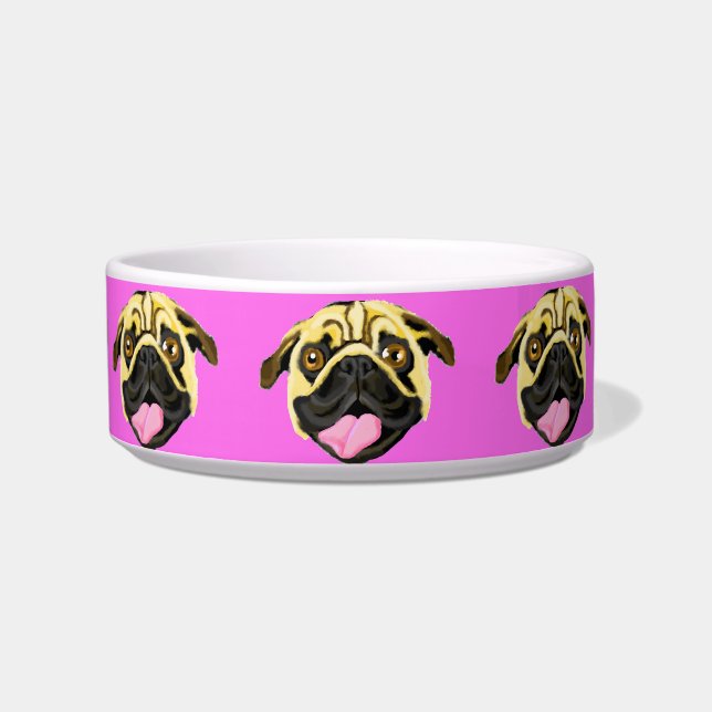 Pink Dog Face Dog Bowl (Front)