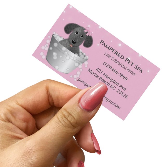 Pink Dog Grooming Dog Spa Appointment Card (Creator Uploaded)