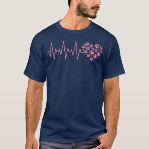 Pink Dog Heartbeat Dog Paw Dog Lover Dog Heart ret T-Shirt