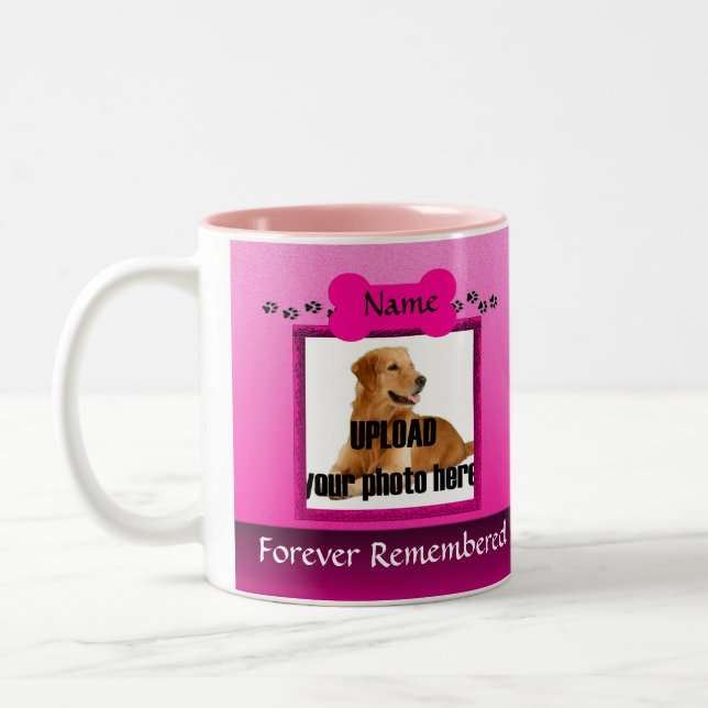 Pink Dog Memorial Keepsake Two-Tone Coffee Mug (Left)