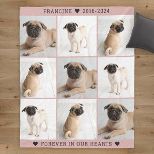 Pink Dog Memorial Photo Collage Keepsake Fleece Blanket