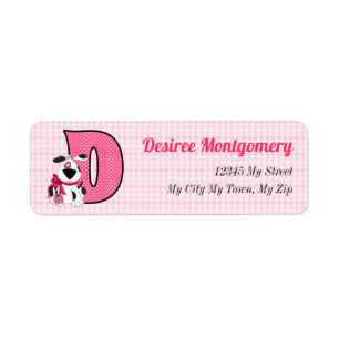 Pink Dog Monogram "D" Address Labels