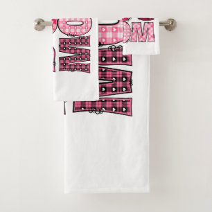 Pink Dog Mum Fun Patchwork Design for Pet Lovers Bath Towel Set