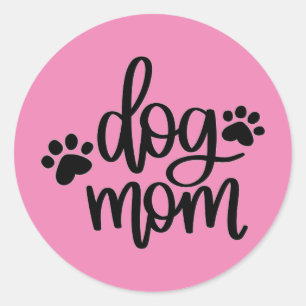 Pink Dog Mum Paws Classic Round Sticker