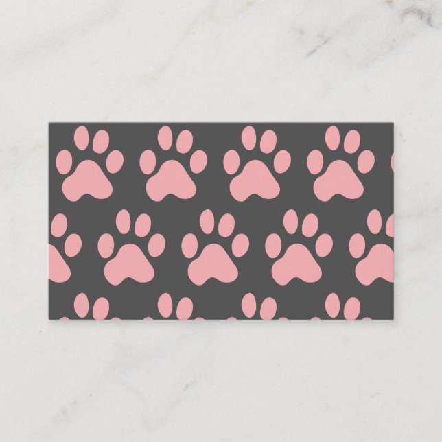 Pink Dog Paw Pattern Business Card (Front)