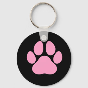 Pink Dog Paw Print Keychain