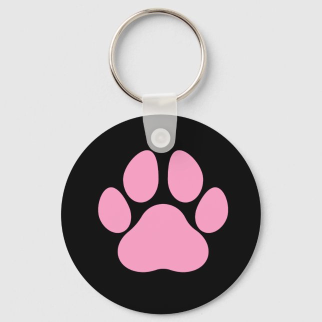 Pink Dog Paw Print Keychain  (Front)