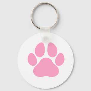 Pink Dog Paw Print Keychain