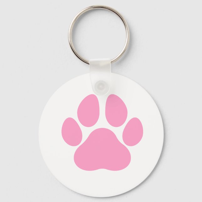 Pink Dog Paw Print Keychain  (Front)