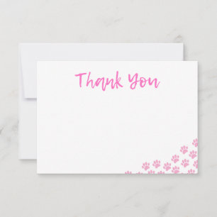 Pink Dog Paw Prints Dog Birthday Thank You Pet Card