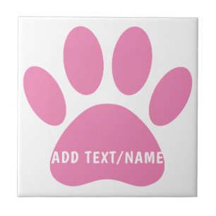 Pink Dog Pawprint Custom Ceramic Tile