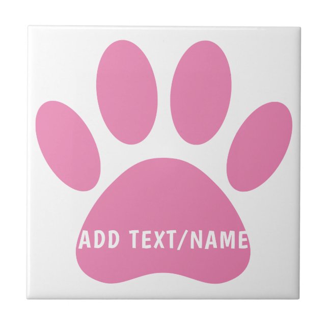 Pink Dog Pawprint Custom Ceramic Tile (Front)