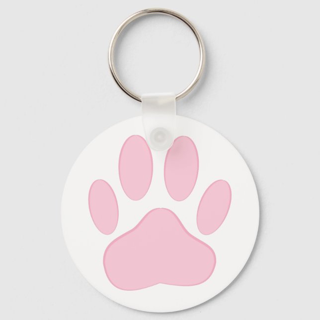 Pink Dog Pawprint Key Ring (Front)