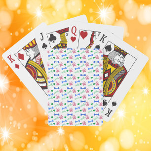Pink Dog Paws Blue Bones Green Hearts Woof Pattern Playing Cards